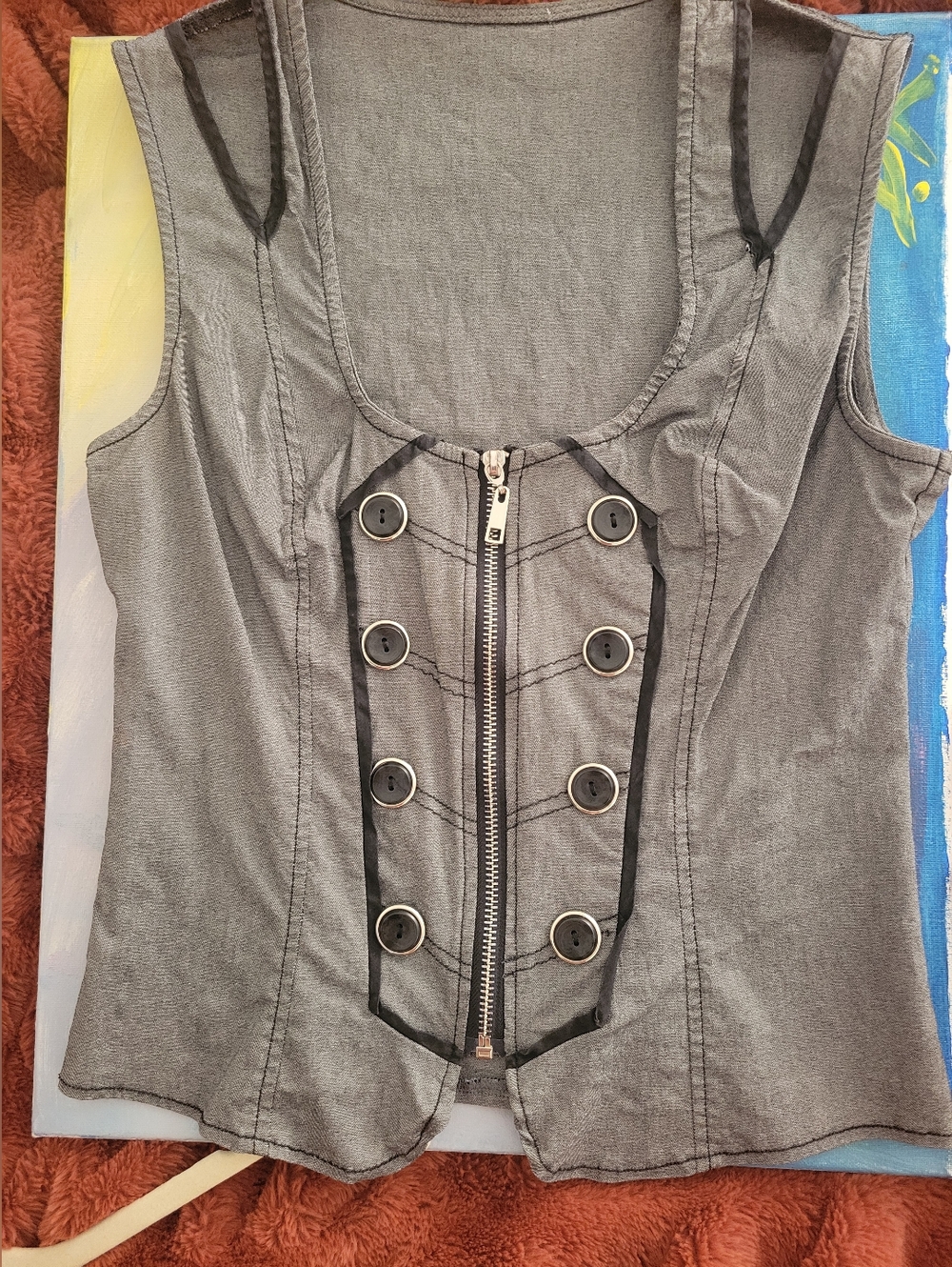 Zip Up Waistcoat Style Top